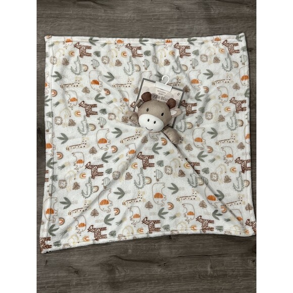 Modern Baby Snuggle Blankie GIRAFFE Cow Security Blanket Lovey Safari Pr… - Picture 2 of 6